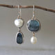 Vintage Blue Stone Pearl Earrings