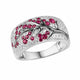 Ruby Blossom Tree White Gold Ring