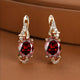 Crimson Twilight Drop Gold Earrings
