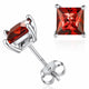Minimalist Princess Cut Ruby Stud White Gold Earrings